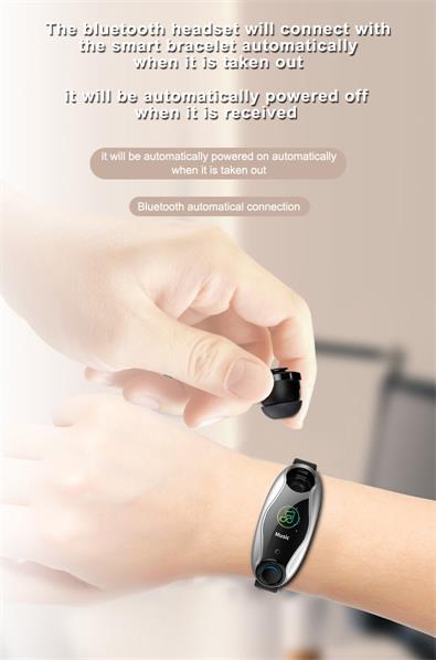 2 In 1 Smart Bracelet Wireless Bluetoothcompatible 50 Headset Combo  Running Music Wristband Earphone Heart Rate  Fruugo IN