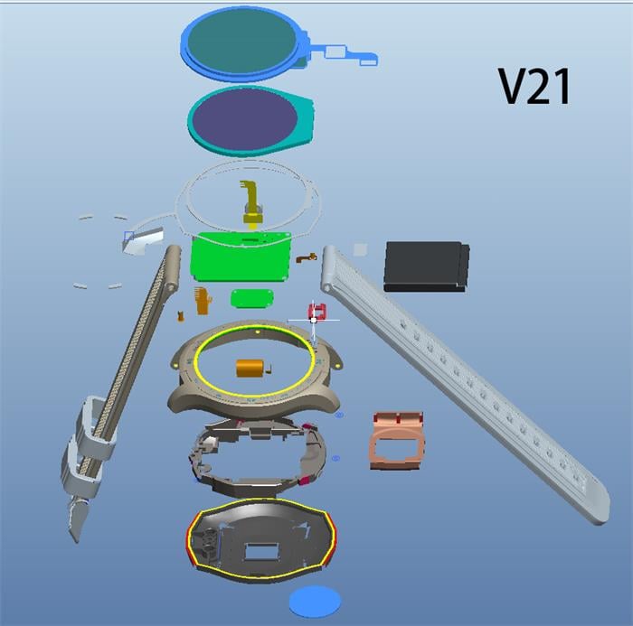 V21 Smartwatch Diagrama estructural explosivo