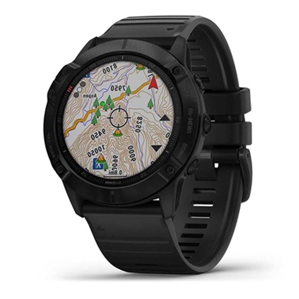 un reloj negro con un mapa.