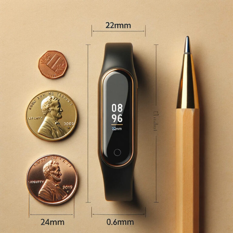 iSmarch X7 smart band showcased next to everyday objects, highlighting its compact and slender design. The band's 22MM width and lightweight structure make it an ideal choice for various wearers, especially emphasizing its suitability for the elderly and women.